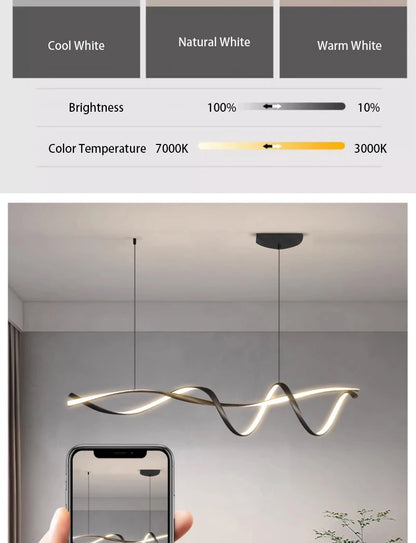 NEO Gleam Matte Black Modern Led Pendant Lights For Dining Room Kitchen Island Bar Room Indoor Hanging Pendant Lamp Fixtures