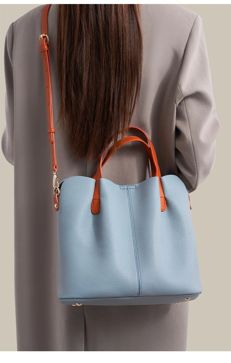 Women's Bag Leather Luxury Designer Shoulder Bag Soft Handbags Large Capacity Crossbody Bags Blue Black Khaki