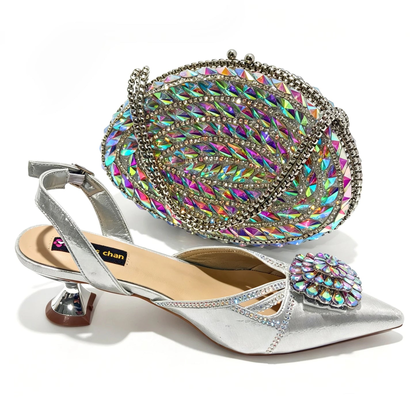 New Shoes and Bags Matching Set Nigerian Women Heel Party for Women green Colour Italian Design Wedding INS Design