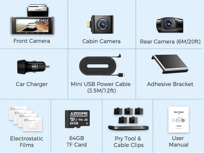AZDOME 4K Dash Cam M550 Max Built-in GPS Wifi Camera Car DVR 3.18”Screen Night Vision 24H Parking Monitor Support Rear Cam