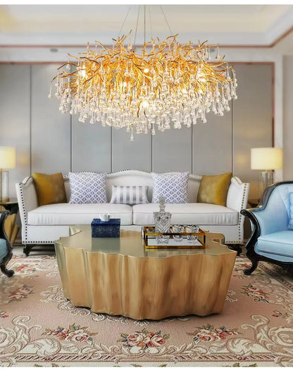 Rectangle Luxury Gold Crystal Chandelier For Dining Living Room Lobby Kitchen Table Modern Lurxy Gold Crystal Celling Chandelier