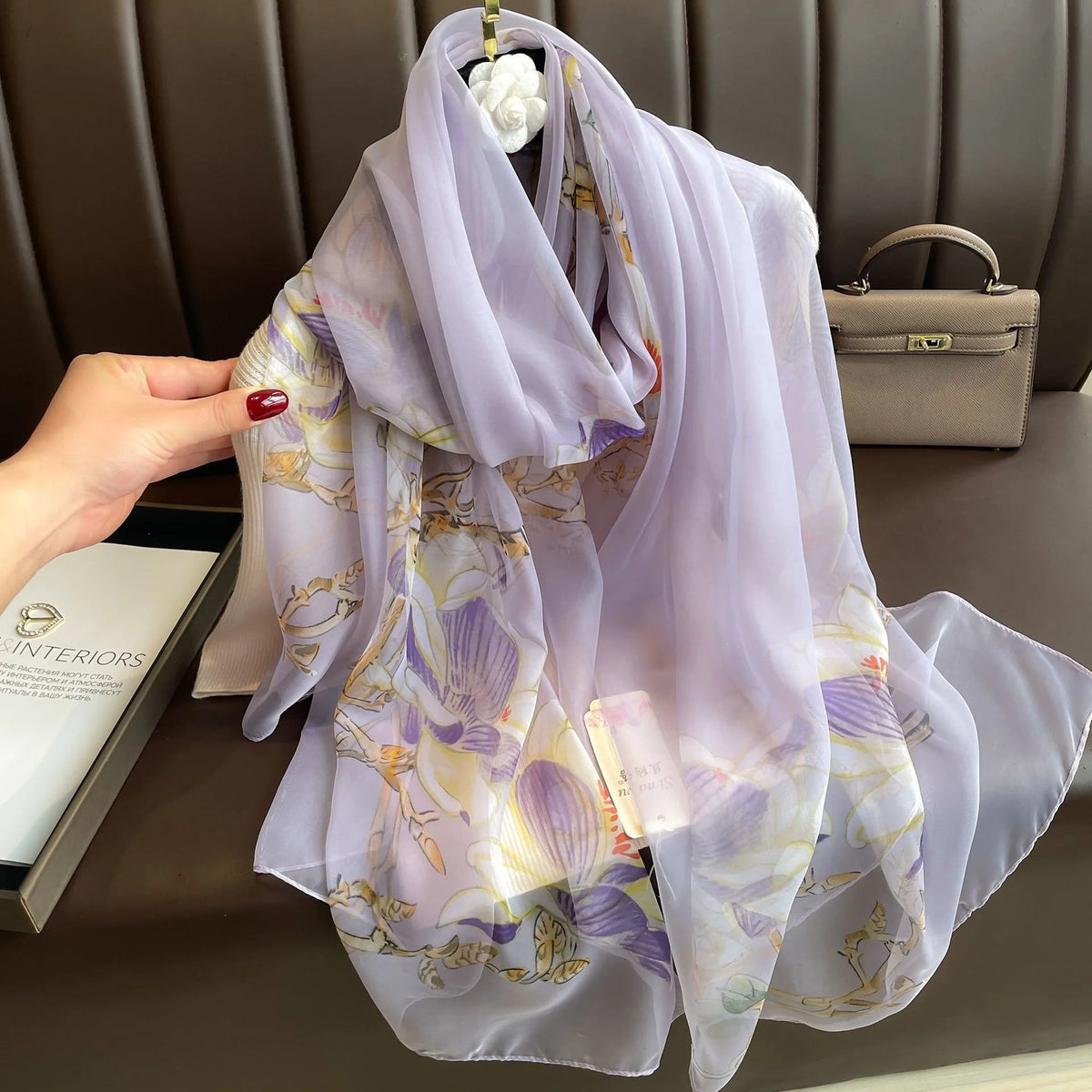 130*180cm Fashion Spring Summer Women Floral Printing Beach Silk Scarf Shawls Female Long Wraps Beach Sunscreen Hijab Lady