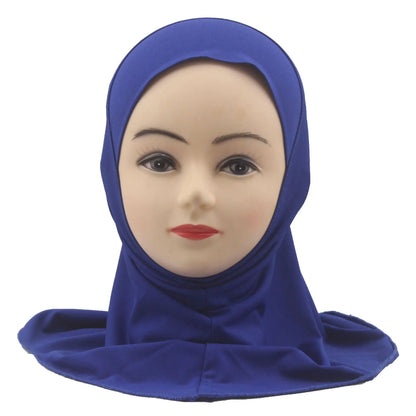 Kids Islamic Hijab Arab Girls Muslim Turban Scarf Shawls Cap Solid Color Fit 2-6 Years Old Children Wear Directly Instant Hijab