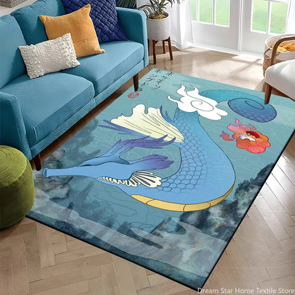 Japanese Anime Pokemon Card Retro Charizard Area Carpet for Living Room Home Decor Sofa Table Rug Anti Slip Chair Floor Mat Gift