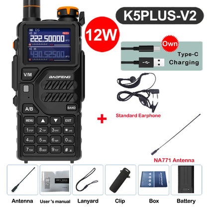 2026 Baofeng UV-K5 Plus Walkie Talkie 12W High Capacity AM FM Two Way Radio Full Band LCD 999CH Frequency Copy NOAA Noise Reduce