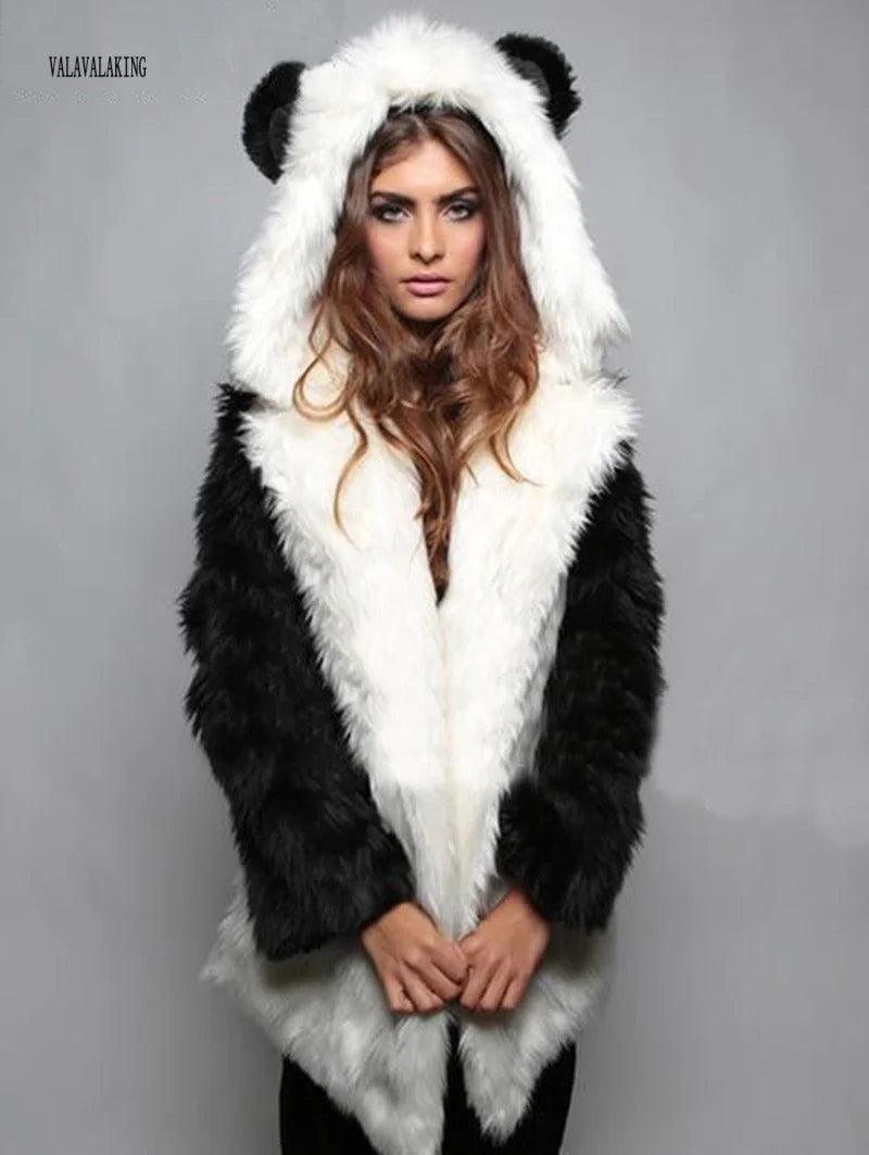 2026 Women Winter Furry Small Size Faux Fur Coat Female Hooded Long Sleeve Plush Jacket Lady Thick Fake Fur Warm Fluffy Outwear