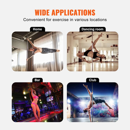 SIHAO Stainless Steel Dance Pole Kit, Height Adjustable Spinning & Static Pole, Portable Dance Fitness Equipment for Home, Club & Gym