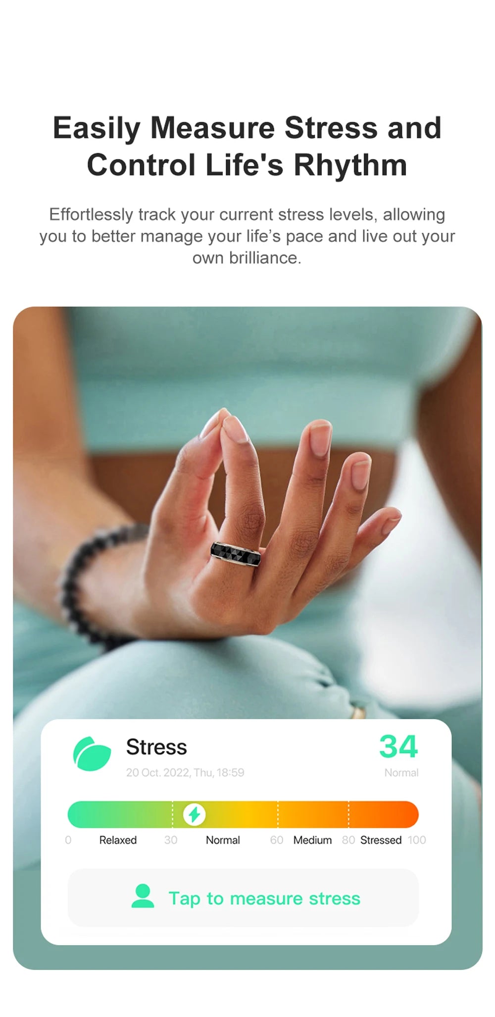 COLMI R11 Ceramic Smart Ring for Men, Fidget Spinner Anxiety Relieve Ring with Charging Case, Health Monitor, 5ATM Waterproof