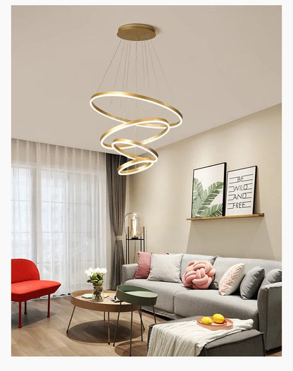 Mordern Minimalist Hign-end LED Pendant Lights Designer Circle Chandelier Home Rooms Decoration for Hall Living Lamping Fixtures