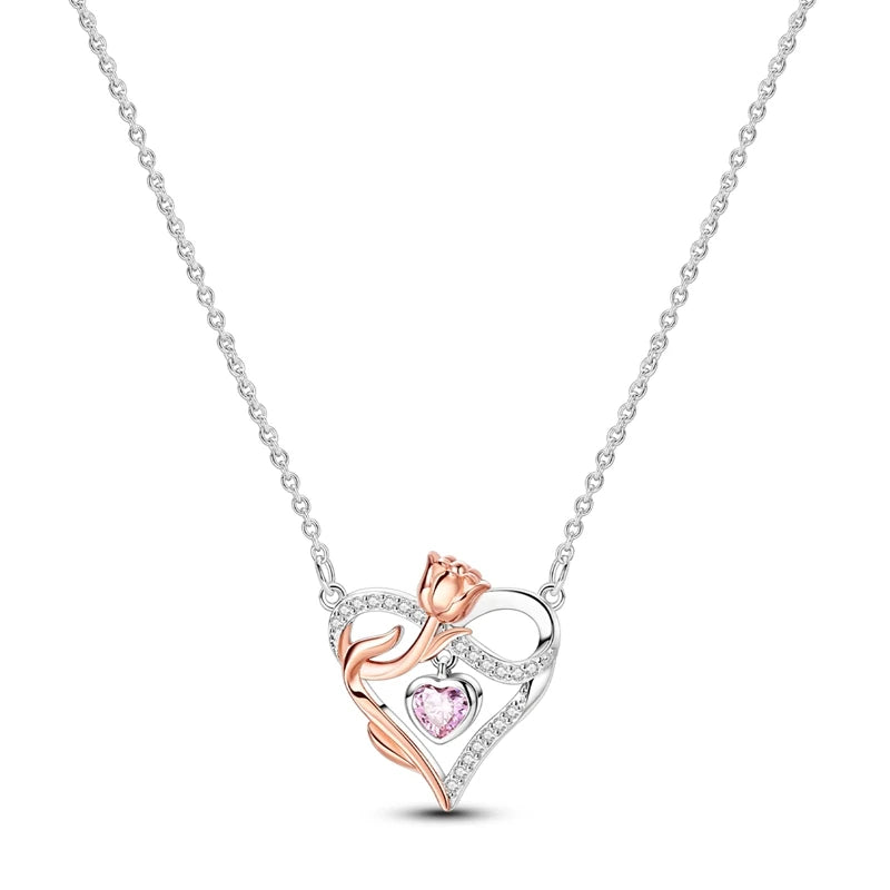 Luxury Necklace 925 Silver Original Sterling Zircon Dragonfly Butterfly Firefly Star Moon Chain Link For Women Wedding Jewelry