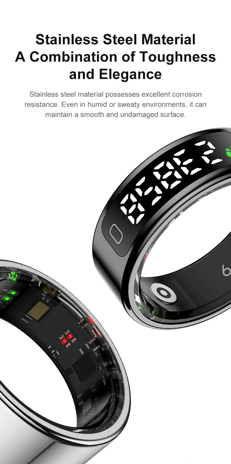 2026 R11C Smart Ring Men Women LED Display Screen Health Ring Heart Rate Sleep Monitor Waterproof Smartring for Android IOS