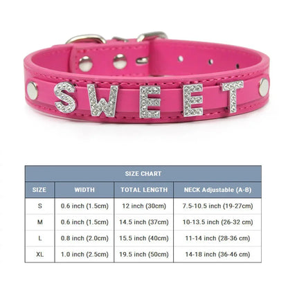 (Free Bling Rhinestone Letter)Custom Pet Cat Dog Collar Leather Puppy Collars For Small Medium Dogs Target Personalized Id Name