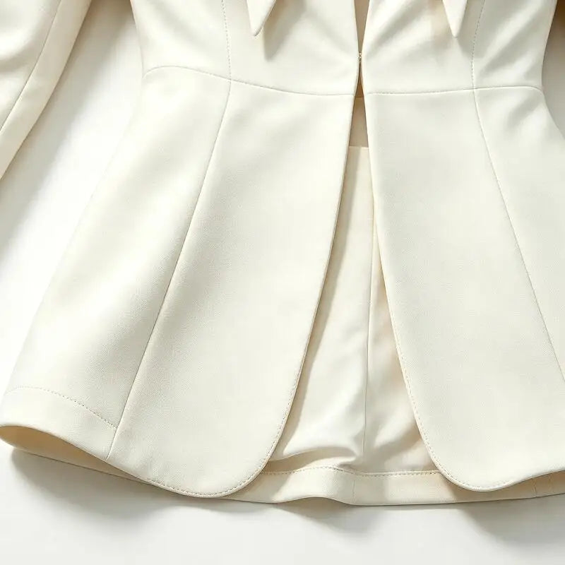 Women Chic Solid Shorts Suit Stand Collar Waist Cinching Slim Fit 2 Piece Suits 2026 Spring Autumn Lady  Elegant Outfits New