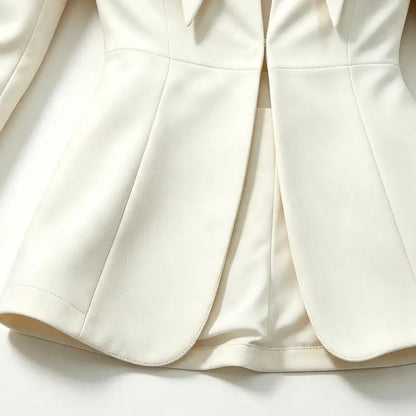 Women Chic Solid Shorts Suit Stand Collar Waist Cinching Slim Fit 2 Piece Suits 2026 Spring Autumn Lady  Elegant Outfits New