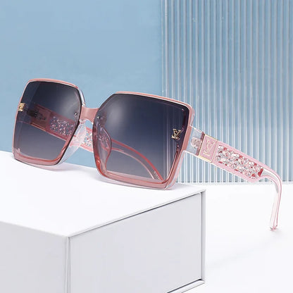 New luxury fashion box sunglasses ladies high sense sunshade sunglasses