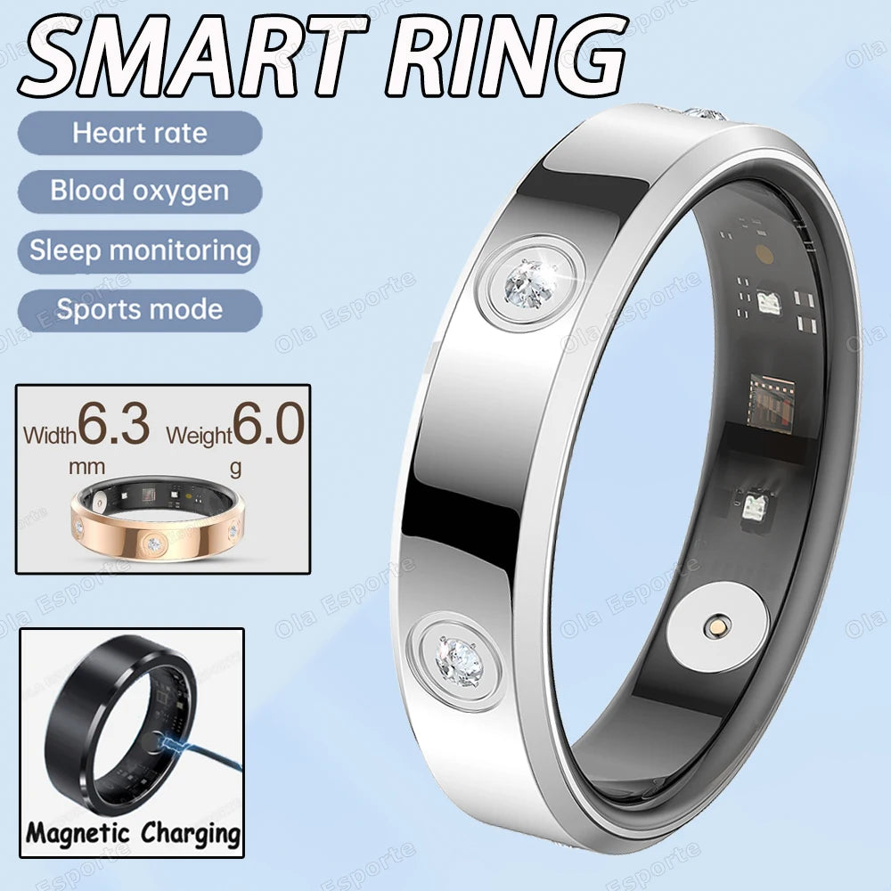 2026 Smart Ring Women Men Super narrow 6.3mm Heart Rate Stress measurement Health Monitoring IP68 Waterproof Fashion Sport Rings