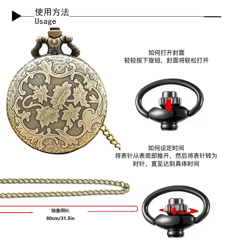 Vintage Quartz Pocket Watches With Chain Retro The Greatest Pocket Watch Necklace For Grandpa Dad Gifts Reloj De Bolsillo