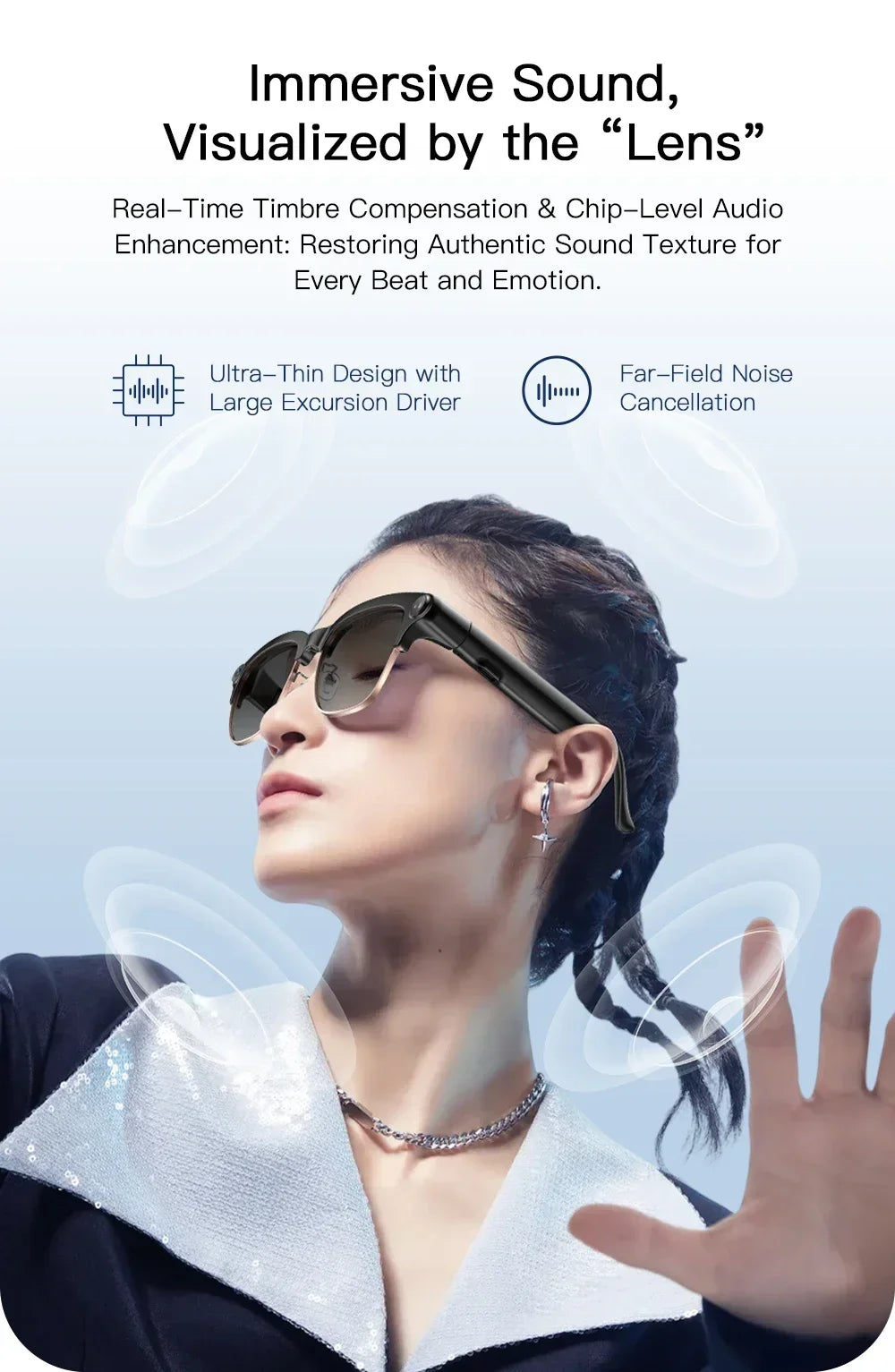 New Smart Glasses Take Photos and Videos Real-Time Translation Voice Assistant Translation 2GB Memory 800W Camera Smart Glasses