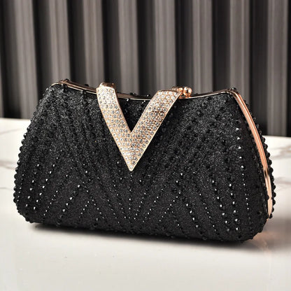 Diamond Silver Shoulder Bags for Women Wedding Inspired Designer Handbags 2026 Luxury Quality V Hasp Rhinestone Crossbody Bags