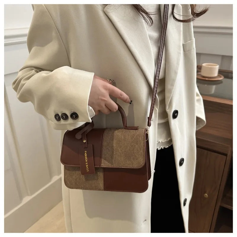 Elegant Women's Handbag Crossbody Shoulder Bag, Snap Closure Tote Bag, Everyday Accessory, Geometric Pattern, Fashion Lovers