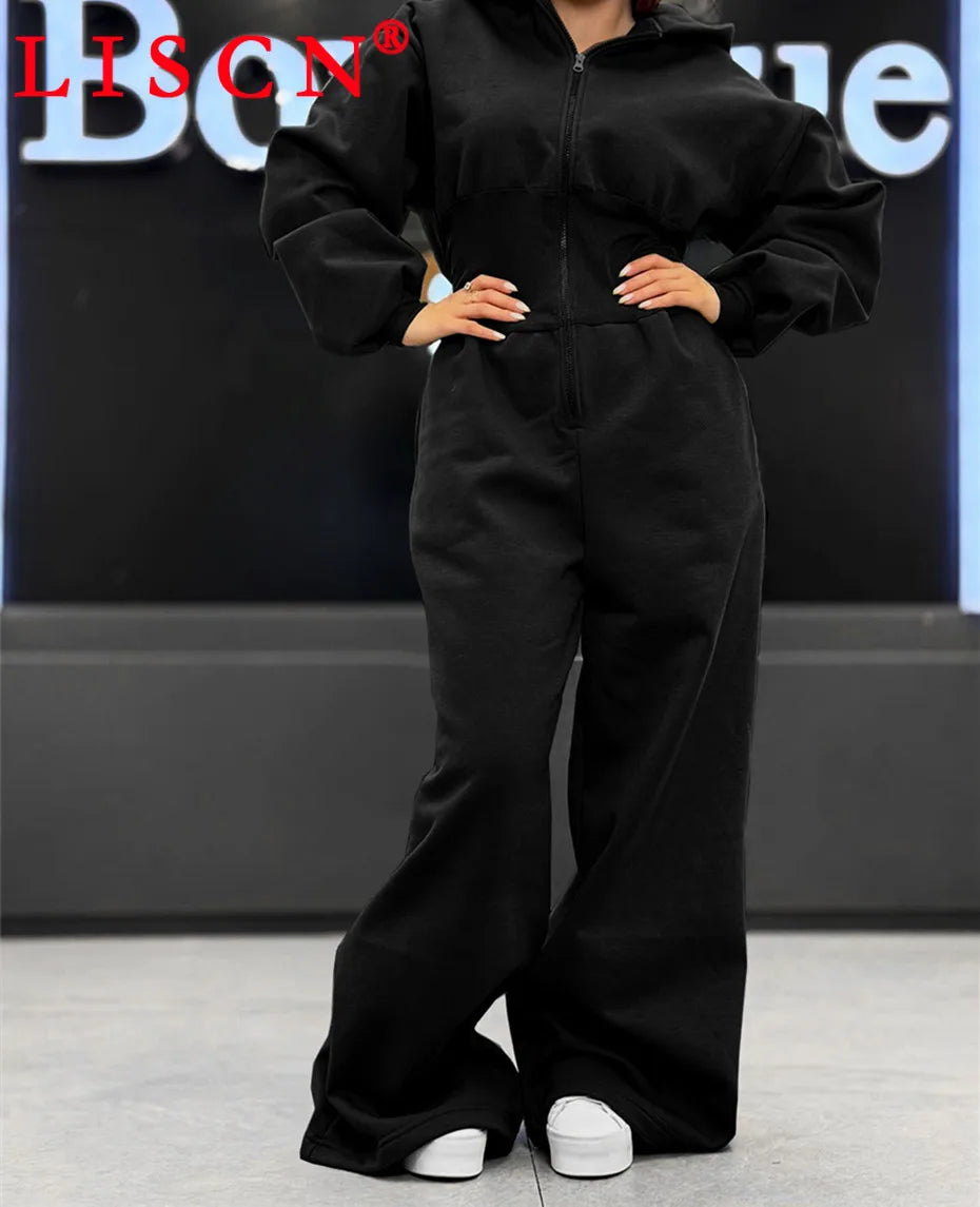 5 Bulk Items Wholesale Lots Rompers Womens Jumpsuits Long Sleeve Hooded Slim Solid Casual Y2k Clothing Street K16131