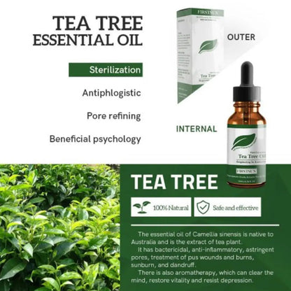 Organic Tea Tree Oil For Skin Face Hair Scalp Acne Treatment  Hair Growth Essential Oils for Diffuser, Aromatherapy Massage 10ml