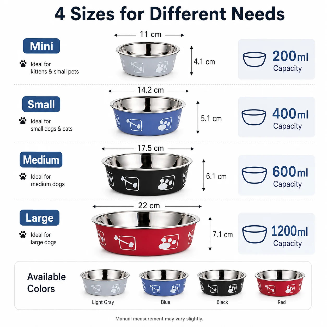 Stainless Steel Pet Bowl Thickened Anti Slip Dog Food Bowl Anti Knock Over Water Basin Pet Feeder for Cats Dogs