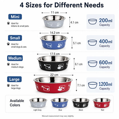 Stainless Steel Pet Bowl Thickened Anti Slip Dog Food Bowl Anti Knock Over Water Basin Pet Feeder for Cats Dogs