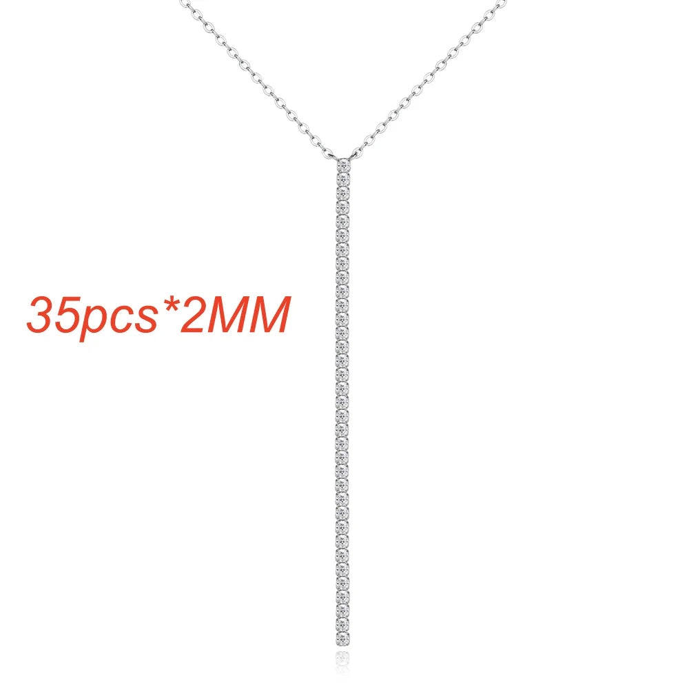 Onnelik 0.03CT 2MM*35PCS Round Moissanite Necklace 925 Sterling Silver White/Yellow/Rose Gold Plated Fine Jewelry Gift for Women