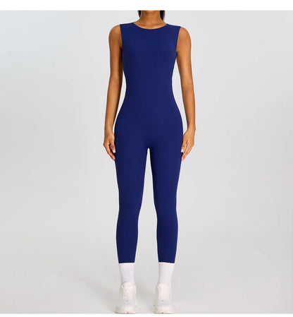 Summer Women Sleeveless Back Hollow Jumpsuit Fitness Sport Bodysuit Yoga Clothing Female Breathable Gym Overalls Workout Clothes