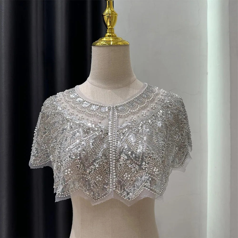 Vintage Sequin Embellished Flapper Shawl Beaded 1920s Sequin Shoulder Shawl Short Outerwear Women