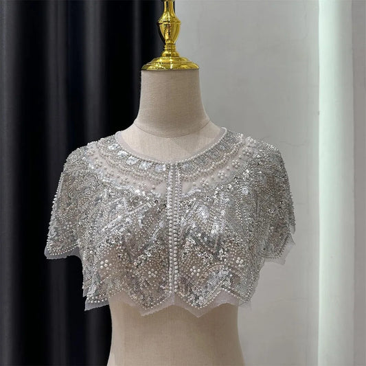Vintage Sequin Embellished Flapper Shawl Beaded 1920s Sequin Shoulder Shawl Short Outerwear Women