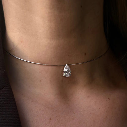 GRA Certified 3/4/5Carat Waterdrop Moissanite Collar Necklace For Women S925 Silver Pear Cut Solitaire Diamond Omega Necklace