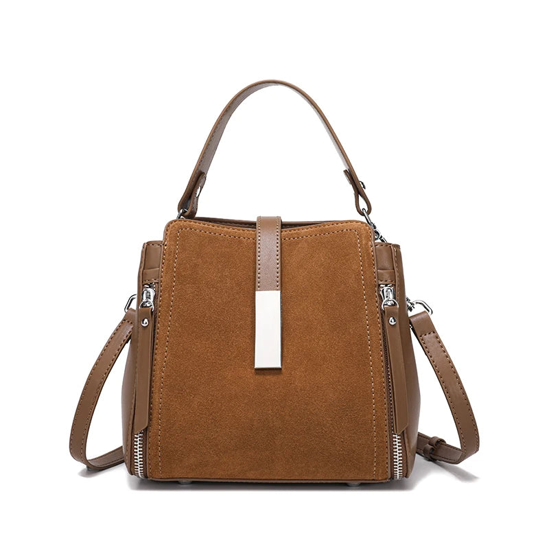 NEW Winter Women's Vintage Natural suede Leather Shoulder Bags Ladies Luxury Designer Cowhide Handbags Female Crossbody Bag