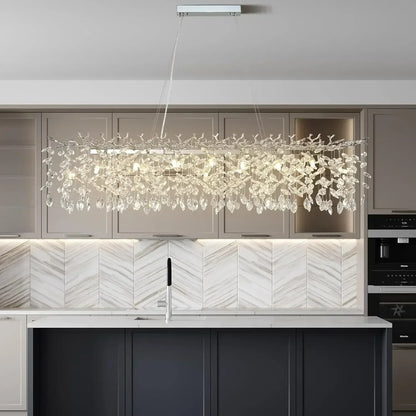 Modern Chrome Crystal Ceiling Chandelier Round Branch Crystal Chandeliers For Dining Living Room Bedroom Kitchen Fixture