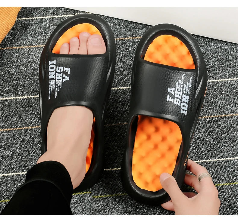 Men's Massage Slides Ultra Soft Cloud Slippers Thick Sole Non-slip Indoor Outdoor Sandals Casual Beach Flip Flops Big Size 48 49