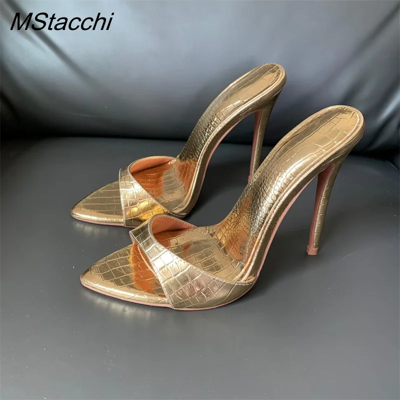 Super-high Heel Slippers Women Shoes Summer Peep Toe Mixed Colors Stiletto Sandals Sexy Party Ladies Shoes Luxury Woman Pumps