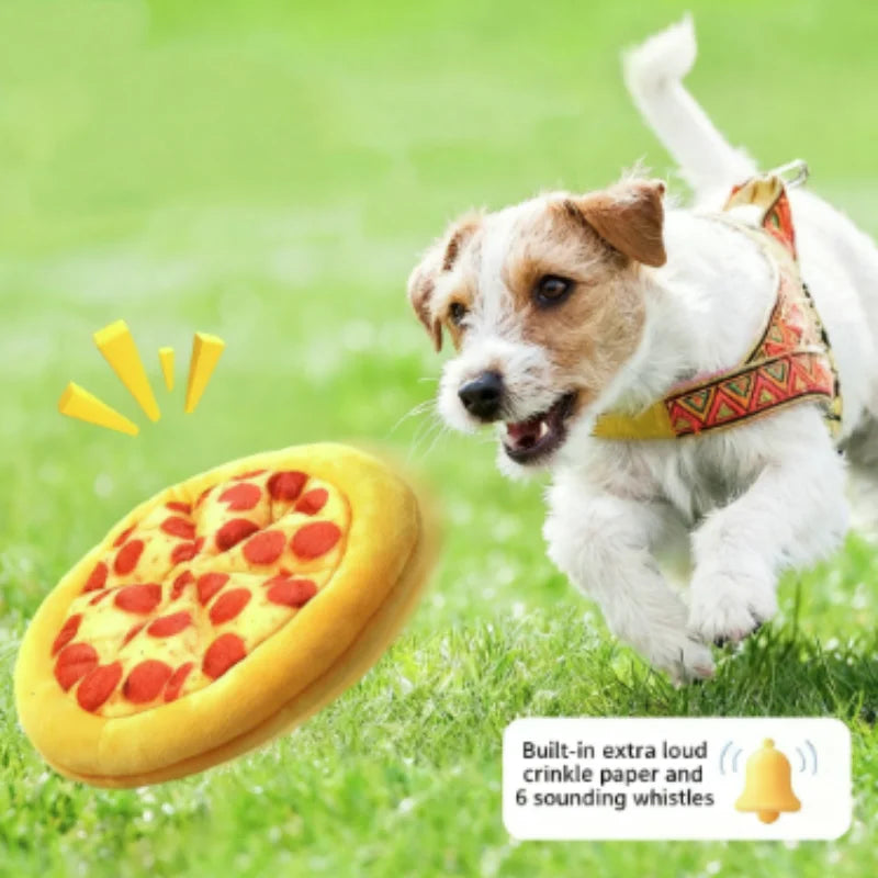 New Plush Dog Toy Doughnut Pizza Shape Pet Squeaky Toys for Small Large Dogs Cleaning Teeth Puppy Chew Sound Toy Pet Supplies