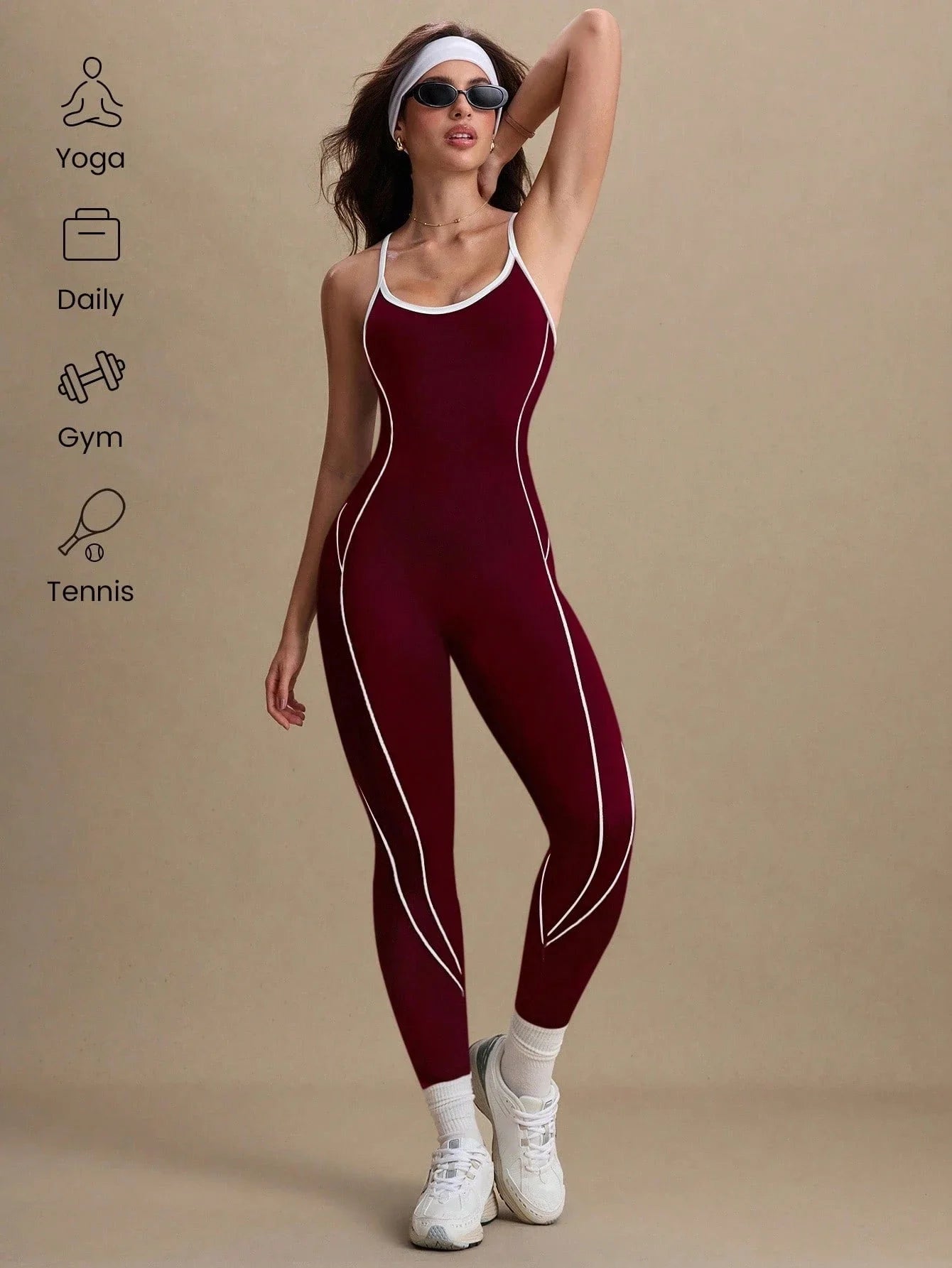 Women Seamless Yoga Jumpsuit Workout Bodysuit Tummy Control Butt-Lifting Gym Clothes Sleek Sportswear Striped Athletic Outfit