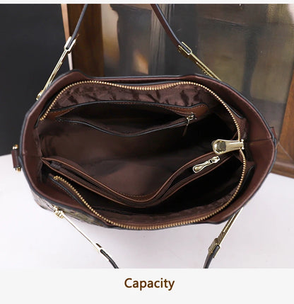 2025 New Retro Luxury Large Capacity Handbag Women's Shoulder Crossbody Bag for Middle-Aged Ladies Mom Bag Elegant Style
