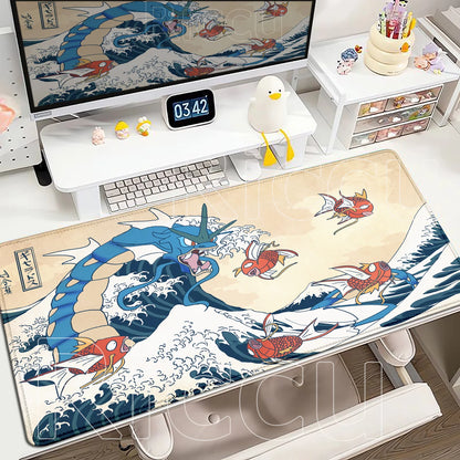 Gaming Anime P-Pokemons Gyarados Mousepad Large Non-slip Rubber Mouse Pad Gamer XXL 900x400mm Pc Keyboard Desk Mouse Mat Carpet