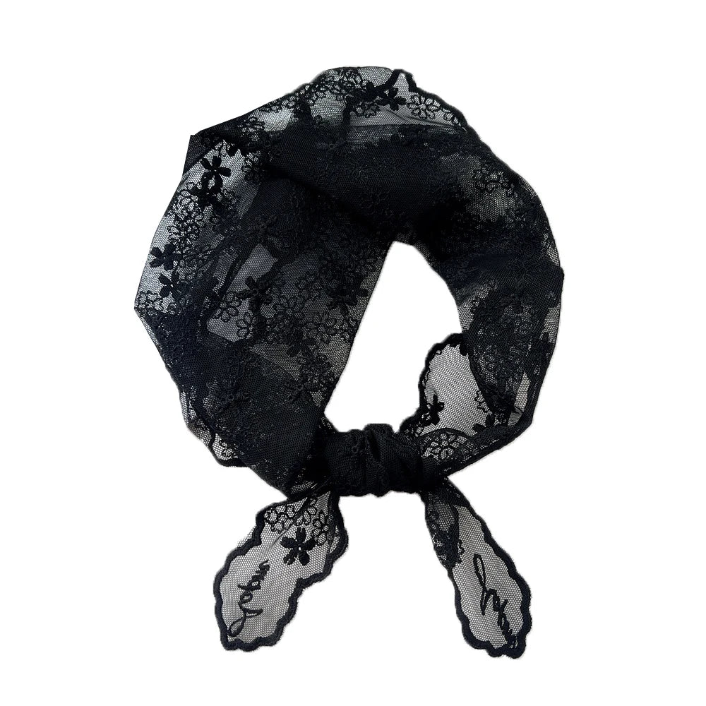 INS Lace Hair Scarf Women Korean Triangle Hair Band Travel Photo Headband Sunscreen Headscarf Girls Linen Cotton Neckerchief