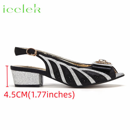2024 New Arrival Elegant Style Fuchsia Color Low Heels Nigeria Popular Design African Ladies Shoes And Bag Set