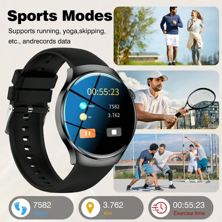 Smartwatch, 1.83-Inch Multifunctional Sports Smartwatch, Featuring Wireless Calling/Music, Message Notifications, Pedometer,