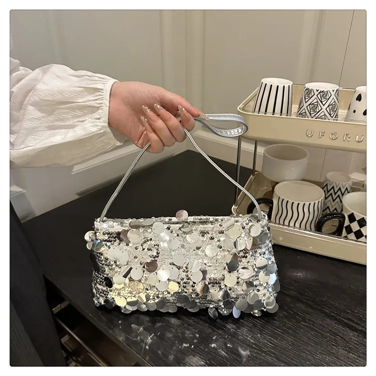 Sequin Evening Party Shoulder Bags for Women Lightweight Portable Ladies strap Crossbody Bag Solid Color fashion Female Handbag