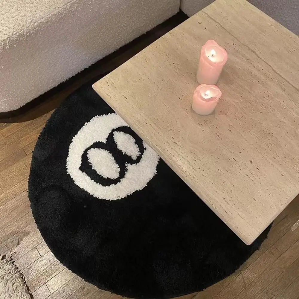 Creative 8 Ball Rug Indoor Home Decoration Spooky Halloween Gifts 8 Ball Accent Round Tufting Soft Rug Horror Movie Mat