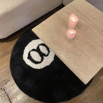 Creative 8 Ball Rug Indoor Home Decoration Spooky Halloween Gifts 8 Ball Accent Round Tufting Soft Rug Horror Movie Mat