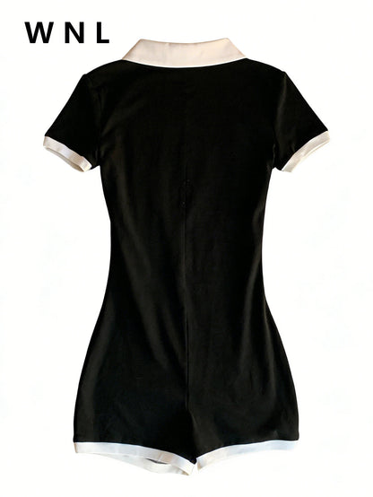New "Ladies" slim-fitting short-sleeved one-piece pants, versatile and fashionable, for summer