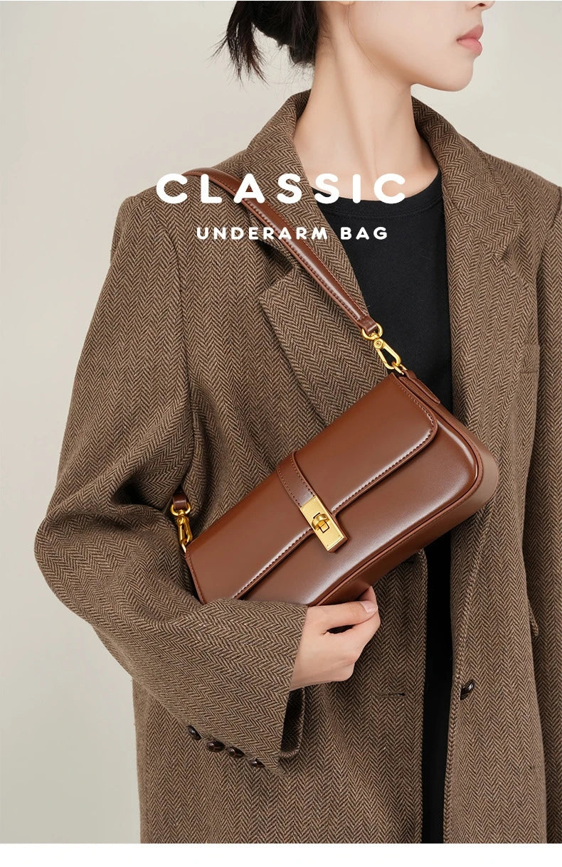 YANATARI Underarm Cowhide Genuine Leather Handbags Women Vintage Shoulder Bag Female Crossbody Bags Luxury High Quality 2025