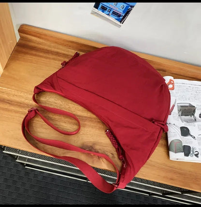 Trendy Women's Soft Cloth Shoulder Bag Solid Color Student Casual Style Big Handbags Crossbody Bags for Women Shoulder Hobos Bag